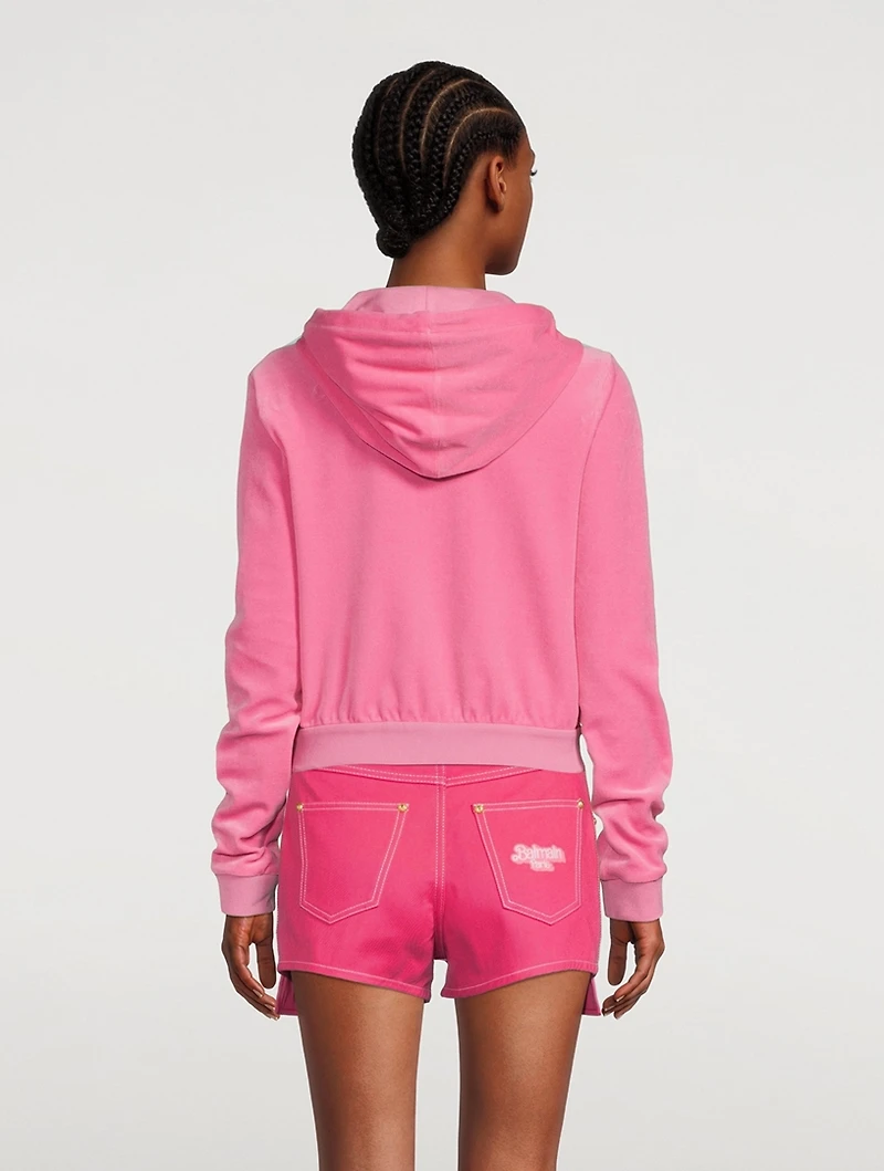Balmain x Barbie Cropped Velvet Hoodie