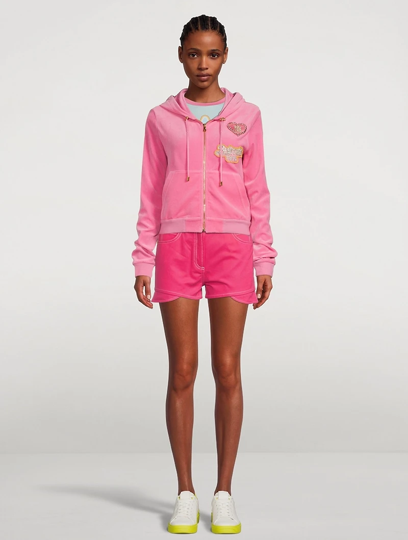 Balmain x Barbie Cropped Velvet Hoodie