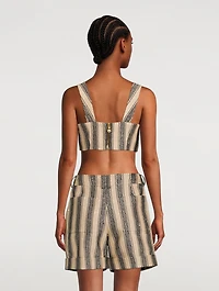 Raffia Cotton Crop Top Stripe Print