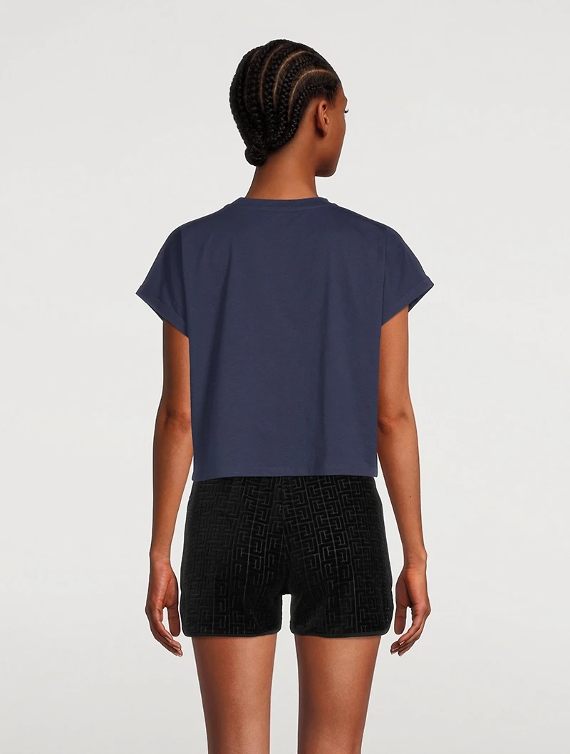 Cotton Crop T-Shirt With Flock Logo