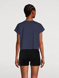 Cotton Crop T-Shirt With Flock Logo