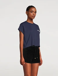 Cotton Crop T-Shirt With Flock Logo