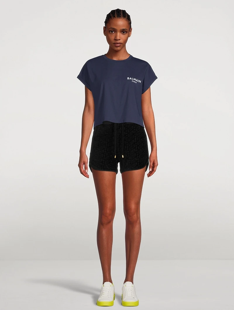 Cotton Crop T-Shirt With Flock Logo