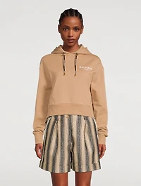 Cropped Cotton Logo Hoodie