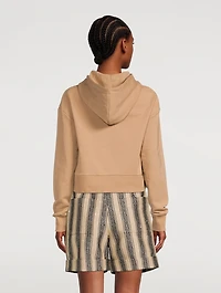 Cropped Cotton Logo Hoodie