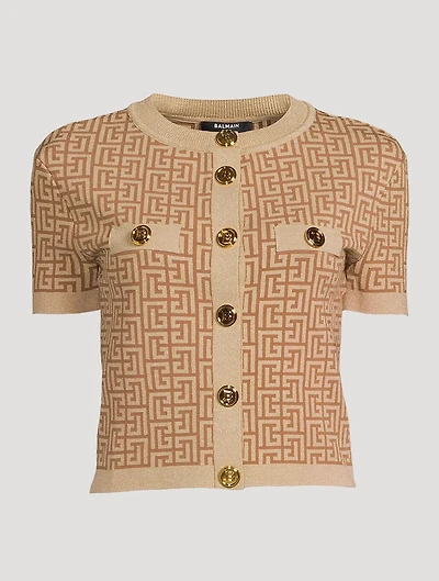 Monogram Jacquard Glitter Cardigan