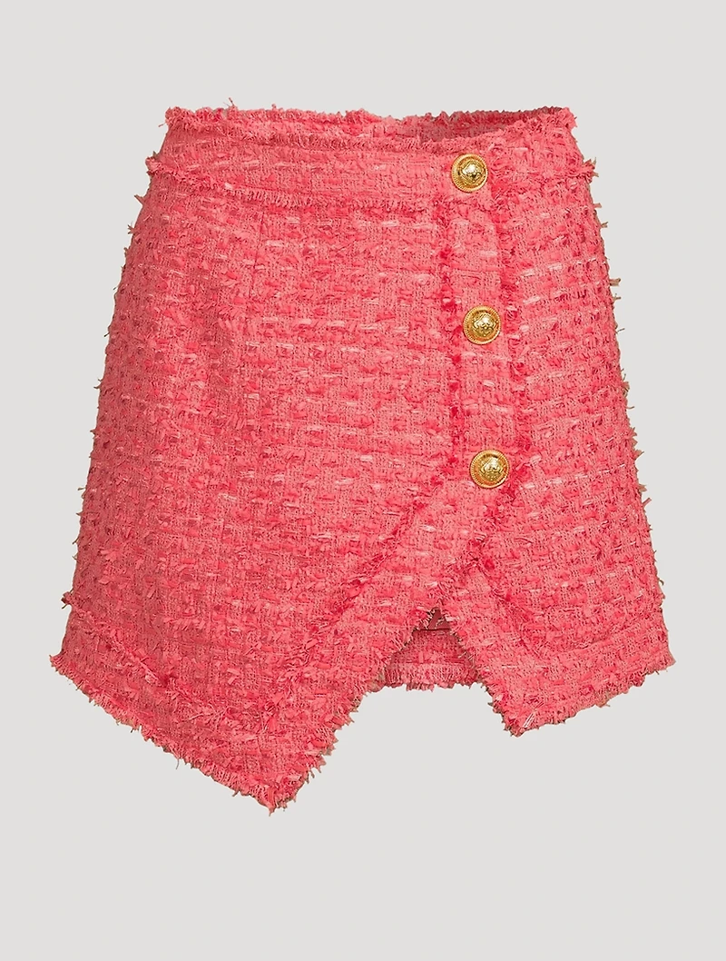 Asymmetric Tweed Mini Skirt
