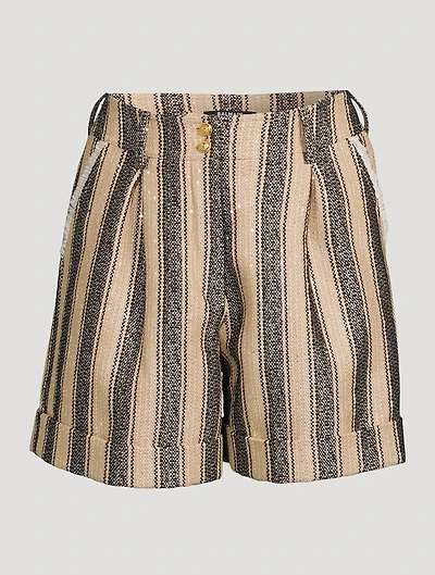 Raffia Cotton Shorts Stripe Print