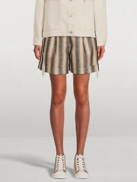 Raffia Cotton Shorts Stripe Print