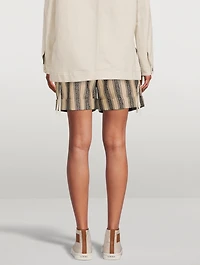 Raffia Cotton Shorts Stripe Print