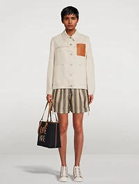 Raffia Cotton Shorts Stripe Print