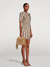 Raffia Cotton Mini Dress Stripe Print