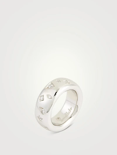 Iconica 18K White Gold Ring With Diamonds