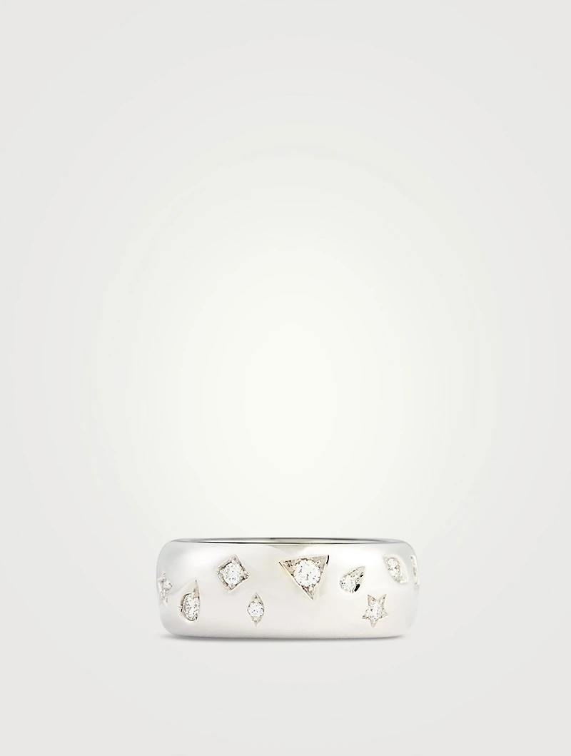 Iconica 18K White Gold Ring With Diamonds
