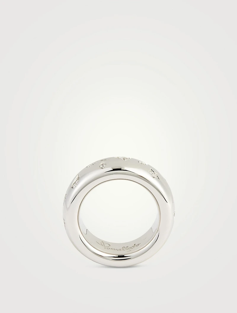 Iconica 18K White Gold Ring With Diamonds