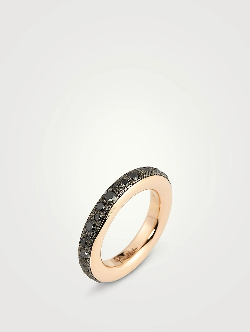 Iconica 18K Rose Gold Ring With Black Diamonds