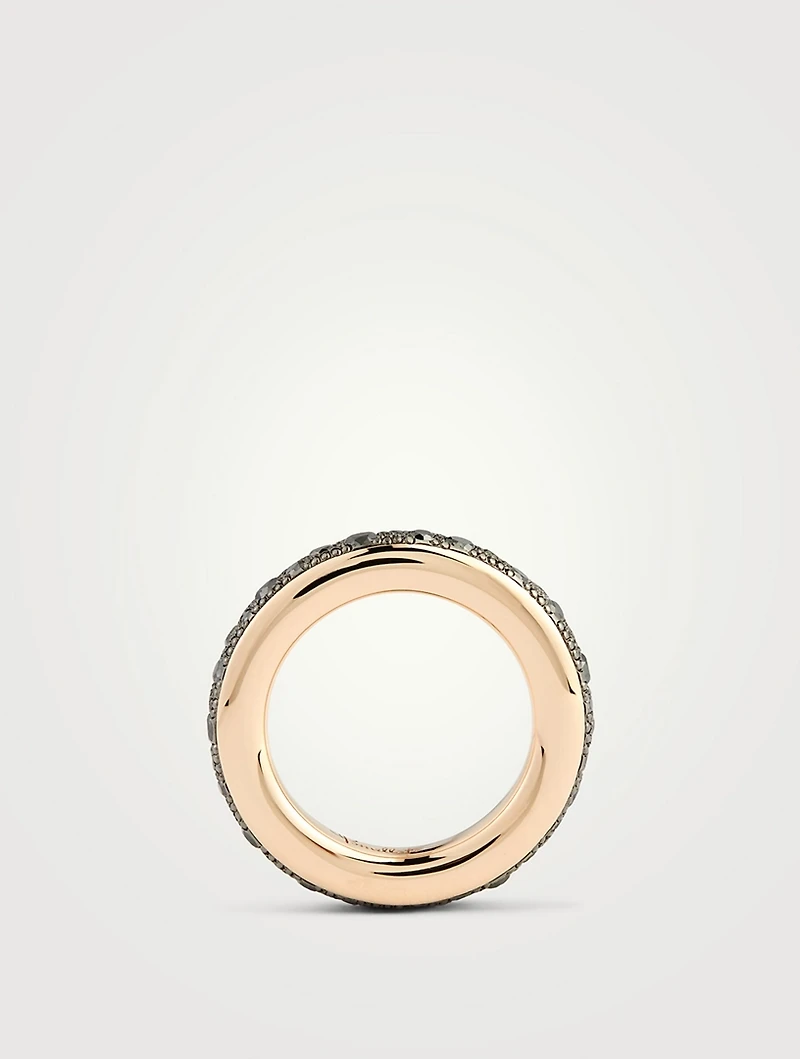 Iconica 18K Rose Gold Ring With Black Diamonds