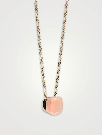 Nudo 18K Rose And White Gold Pendant Necklace With Rose Quartz