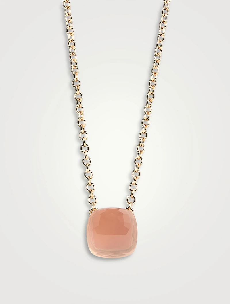 Nudo 18K Rose And White Gold Pendant Necklace With Rose Quartz