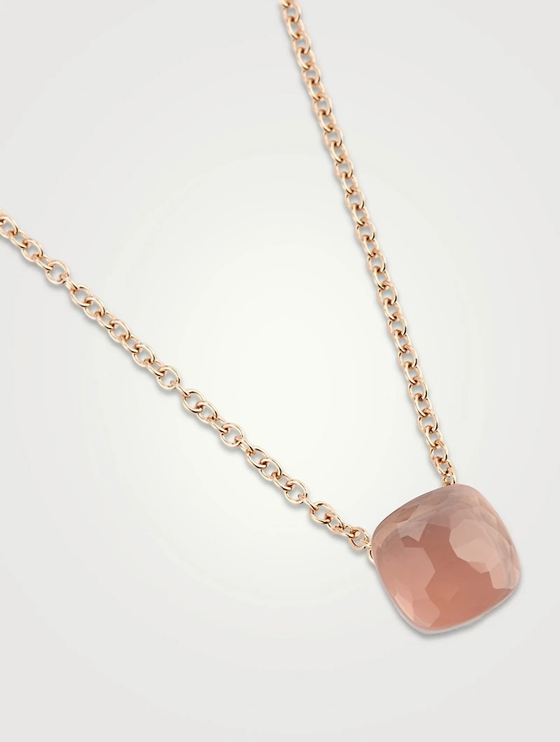 Nudo 18K Rose And White Gold Pendant Necklace With Rose Quartz