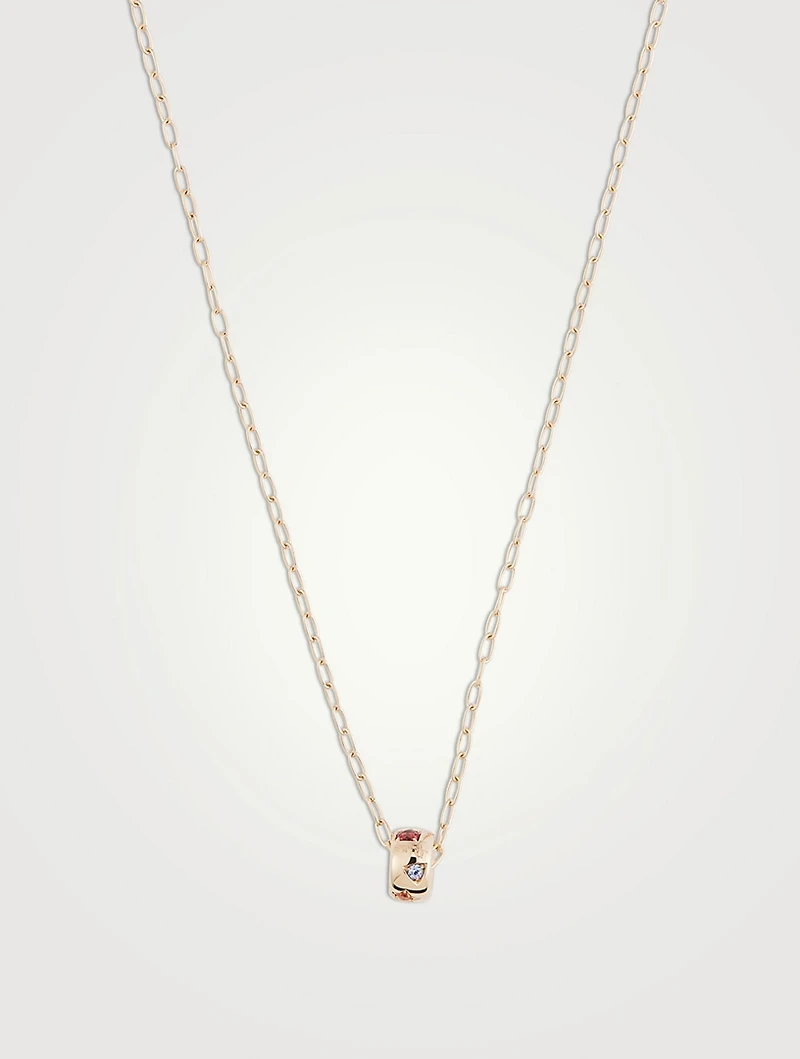 Iconica 18K Rose Gold Pendant Necklace With Multicolour Stones