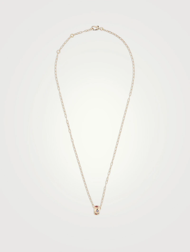 Iconica 18K Rose Gold Pendant Necklace With Multicolour Stones