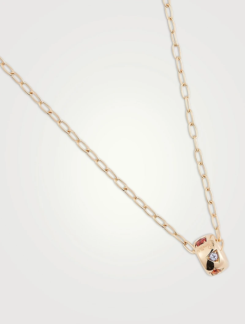 Iconica 18K Rose Gold Pendant Necklace With Multicolour Stones