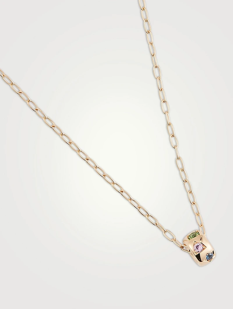 Iconica 18K Rose Gold Pendant Necklace With Multicolour Stones