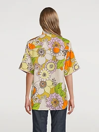 Farrah Oversized Linen Shirt Floral Print