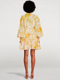 Songbird Puff-Sleeve Mini Dress Floral Print