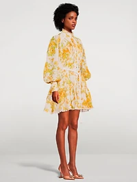 Songbird Puff-Sleeve Mini Dress Floral Print