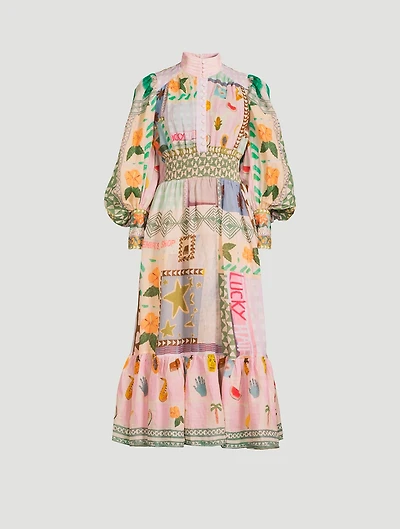 Emma Gale x Alémais Shirt Dress Patchwork Print