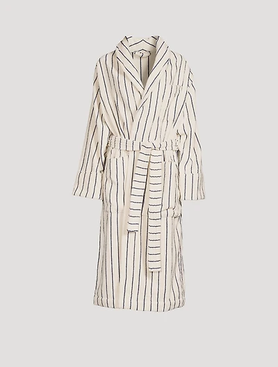 Hooded Organic Cotton Bathrobe Stripe Print
