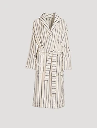 Hooded Organic Cotton Bathrobe Stripe Print