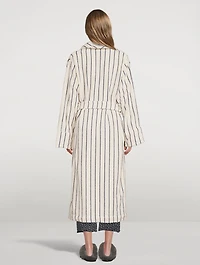 Hooded Organic Cotton Bathrobe Stripe Print