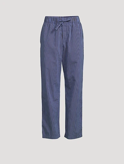 Organic Cotton Poplin Pajama Pants Stripe Print