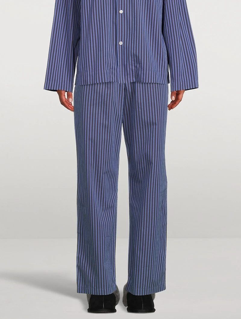 Organic Cotton Poplin Pajama Pants Stripe Print