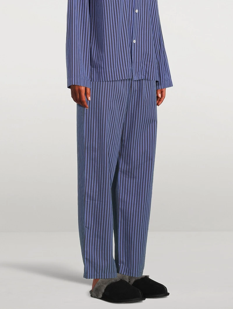 Organic Cotton Poplin Pajama Pants Stripe Print