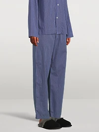 Organic Cotton Poplin Pajama Pants Stripe Print