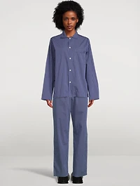 Organic Cotton Poplin Pajama Pants Stripe Print