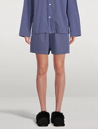 Organic Cotton Poplin Pajama Shorts Stripe Print