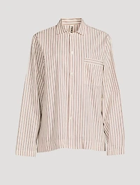 Organic Cotton Poplin Pajama Shirt Stripe Print