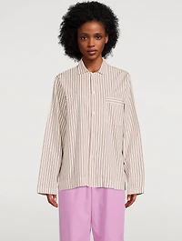 Organic Cotton Poplin Pajama Shirt Stripe Print