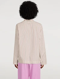 Organic Cotton Poplin Pajama Shirt Stripe Print