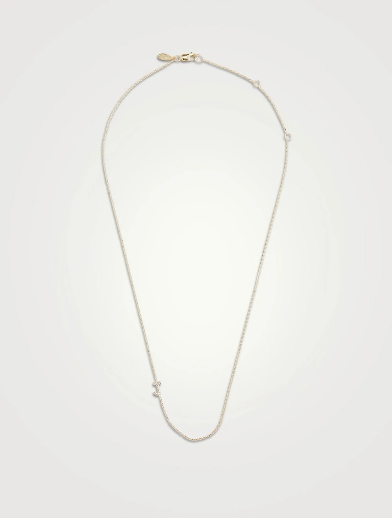 Love Letter Gold J Initial Necklace With Pavé Diamonds
