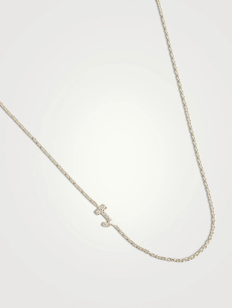 Love Letter Gold J Initial Necklace With Pavé Diamonds