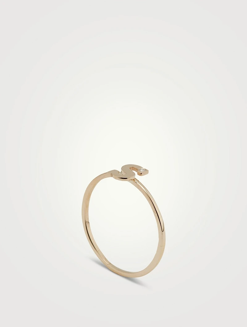 Love Letter 14K Gold Single Diamond S Ring