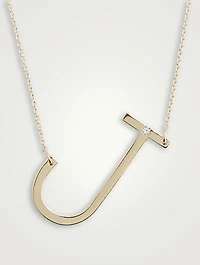 Love Letter 14K Gold Oversize Initial Necklace With Diamond