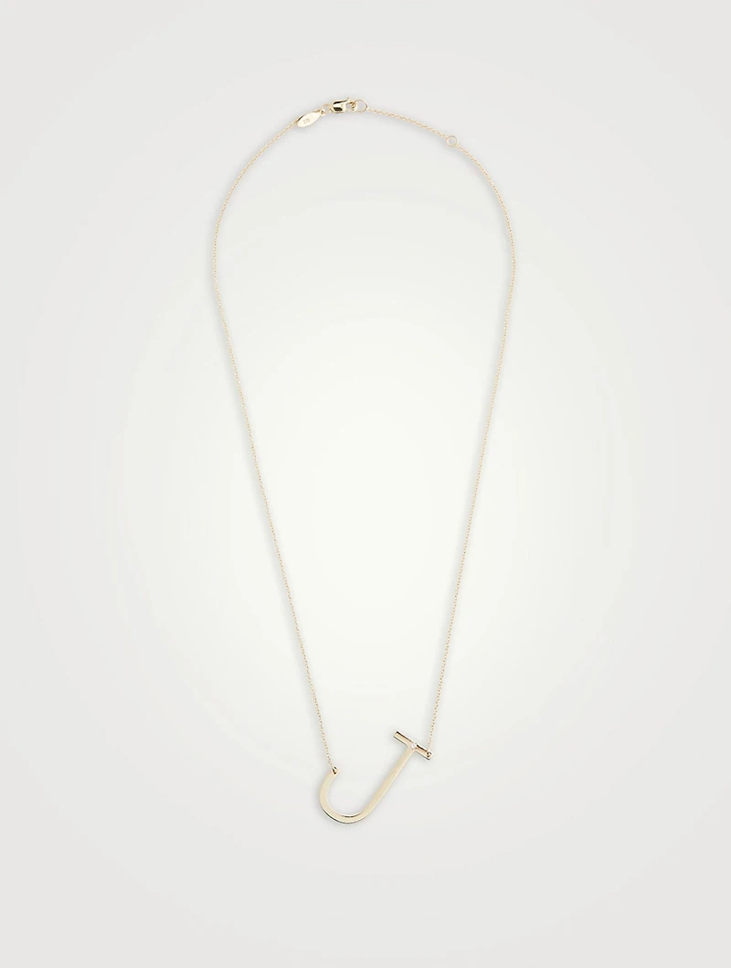 Love Letter 14K Gold Oversize Initial Necklace With Diamond