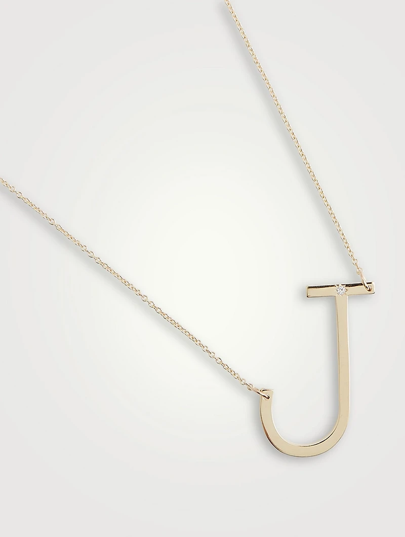 Love Letter 14K Gold Oversize Initial Necklace With Diamond